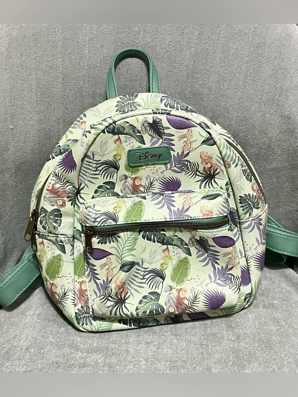 Disney Green Peter Pan Tinker Bell The Lost Boys Jungle Print Mini Backpack